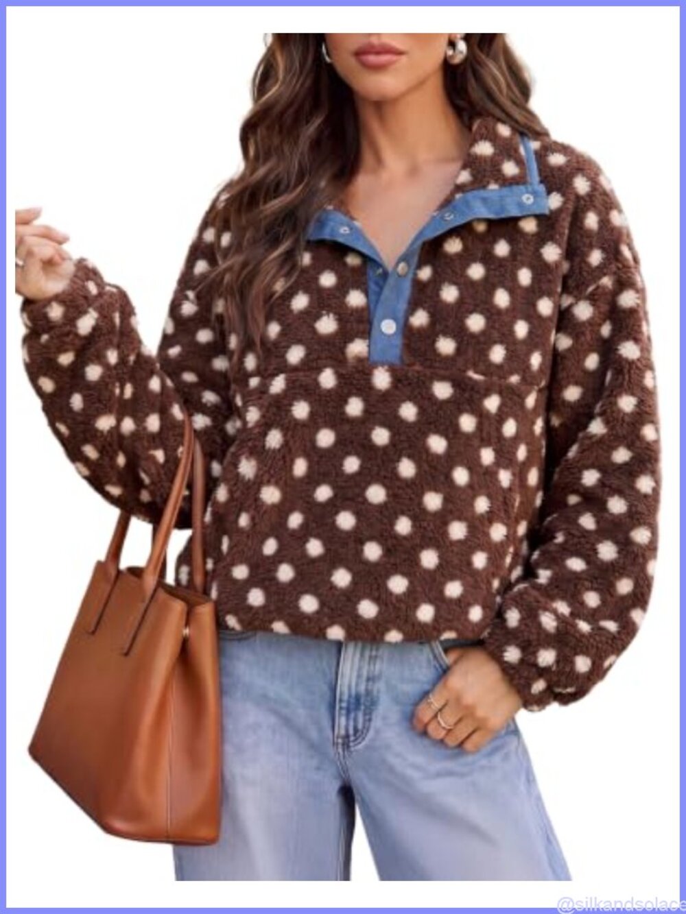Fuzzy Fleece Sherpa Pullover Sweatshirt Henley Neck Button Stand Collar